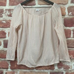 Gap Top Women's Medium Pink White Striped Pullover Long Sleeve Blouse